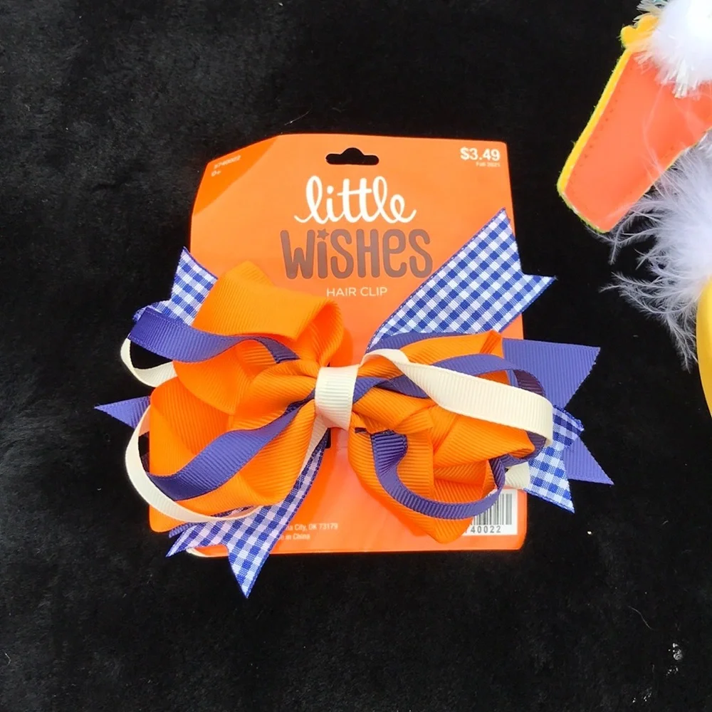 NWT 3 Fall Hair Accessories Bopper Headband Little Wishes Hair Bow & Hair Clip